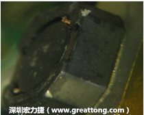 使用銀(Ag)鍍層的電源電感器(Power Inductors)，經(jīng)過推力測試后，零件端點(diǎn)上已經(jīng)看不到任何鍍層的痕跡了，所以其耐推力就比較小。