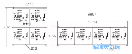 如圖9所示在兩種拼板中PCB單元的排列方式不同。拼板方式是V-CUT。這兩種拼板尺寸有明顯的的差異，將導致各自所需的生產(chǎn)拼板尺寸改變-深圳宏力捷