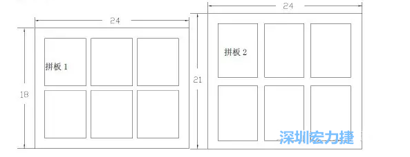 如圖12是兩種拼板在相應生產(chǎn)拼板中排列的示意圖-深圳宏力捷