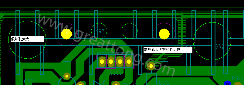 PCB設(shè)計(jì)中，散熱孔散熱片設(shè)計(jì)不當(dāng)，造成很多電源板斷裂