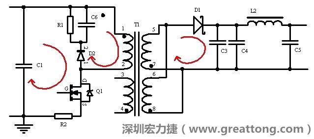 元件布局的時候，要優(yōu)先考慮高頻脈沖電流和大電流的環(huán)路面積，盡可能地減小,以抑制開關(guān)電源的輻射干擾