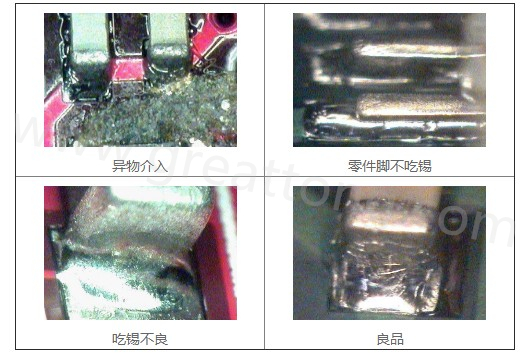 300X顯微鏡主要檢測(cè)這些PCBA加工問(wèn)題：異物介入、零件腳不吃錫、 吃錫不良。