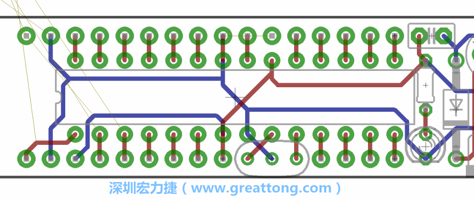 如果可以的話盡量讓接地線保持在電路板的背面，這樣它們就可以在可能范圍內(nèi)和最大的接地面連結(jié)在一起。