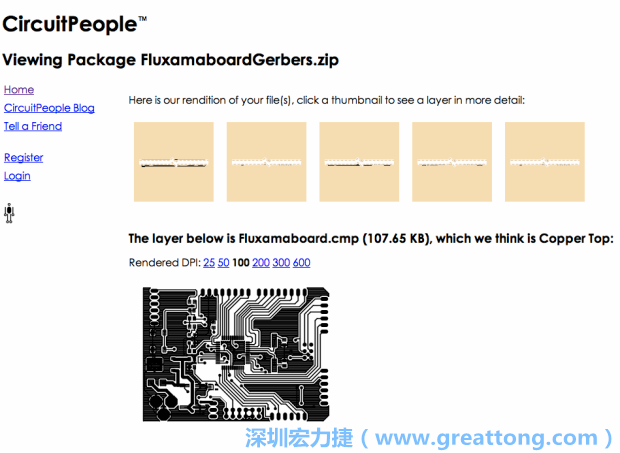 預(yù)覽Gerber格式中最簡(jiǎn)單的方式是使用來(lái)自Circuit People的免費(fèi)線上工具。